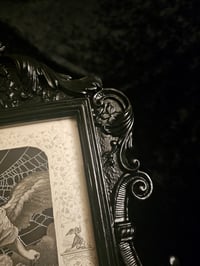 Image 8 of "SATAN CHAINED" 1800s Bible Page With Incredible Ornate Frame And Preserved Web