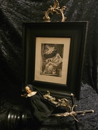 Image 5 of STATEMENT "Mary Magdalen"  1800s Bible Page With Preserved Web - BLACK FRAME