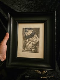 Image 1 of STATEMENT "Mary Magdalen"  1800s Bible Page With Preserved Web - BLACK FRAME
