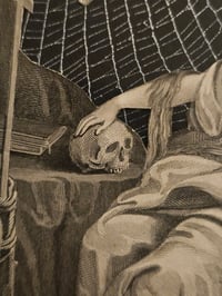 Image 8 of STATEMENT "Mary Magdalen"  1800s Bible Page With Preserved Web - BLACK FRAME