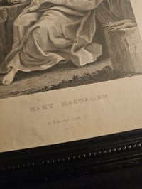 Image 4 of STATEMENT "Mary Magdalen"  1800s Bible Page With Preserved Web - BLACK FRAME
