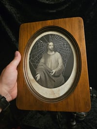 Image 2 of Beautiful 1800s Bible Page "Jesus"  In Vintage Frame