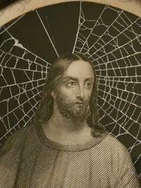 Image 3 of Beautiful 1800s Bible Page "Jesus"  In Vintage Frame