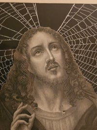 Image 4 of "Jesus" 1800s Bible Page With Preserved Web 