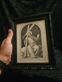 Image 4 of "I Will Give You Rest" Jesus 1800s Bible Page With Preseved Web 