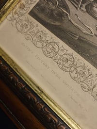 Image 6 of "Davids victory over Golliath” 1800s Bible page with preserved web 