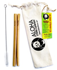 Image 2 of BAMBOO STRAW SET WITH STORAGE BAG - 20 cm