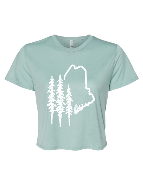 Image of Maine Pines Ladies Flowy Crop Tee