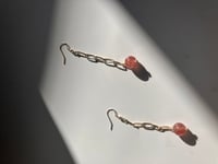 Image 1 of Paper Clip Bliss| Strawberry quartz silver paperclip chain necklace | earrings | bracelet