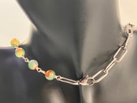 Image 2 of Harmony healing necklace | Green Orange Agate + paper clip | mismatch |gift 