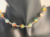 Image 3 of Harmony healing necklace | Green Orange Agate + paper clip | mismatch |gift 