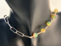 Image 1 of Harmony healing necklace | Green Orange Agate + paper clip | mismatch |gift 