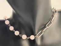Image 1 of Harmony healing necklace | Half Half Series | Pale Pink Quartz + paper clip | gift 