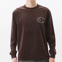 Image 1 of CHAMPION JAPAN EXCLUSIVE ACTION STYLE VELOUR LONG SLEEVE (DARK BROWN)