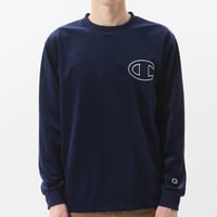 Image 1 of CHAMPION JAPAN EXCLUSIVE ACTION STYLE VELOUR LONG SLEEVE (NAVY)