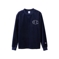 Image 2 of CHAMPION JAPAN EXCLUSIVE ACTION STYLE VELOUR LONG SLEEVE (NAVY)
