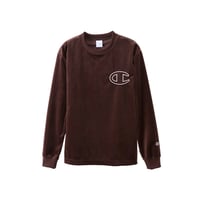 Image 2 of CHAMPION JAPAN EXCLUSIVE ACTION STYLE VELOUR LONG SLEEVE (DARK BROWN)