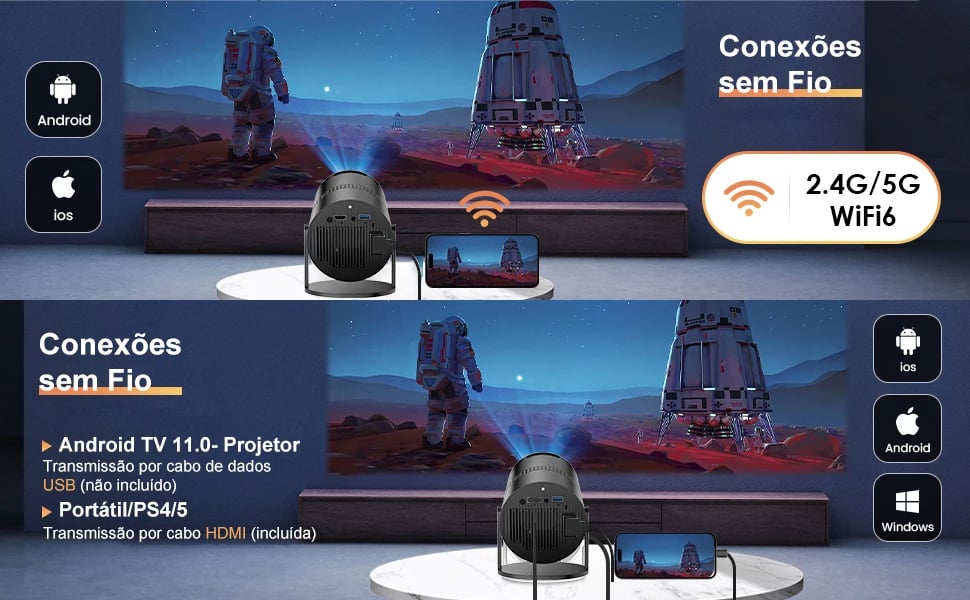 MSL Mini Projector with Android 11, WiFi, Bluetooth, and 1080P Home Theater