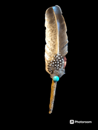 9 1/2 inch Feather with turquoise bead
