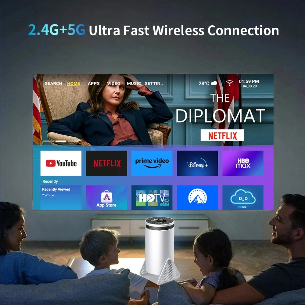 MSL Projector Android 11 720P 4K WiFi 5G Home Cinema with 200Ansi Brightness