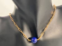Image 1 of Planet Bella | Paper Clip Bliss| Lapis Lazuli natural bead gemstone  necklace