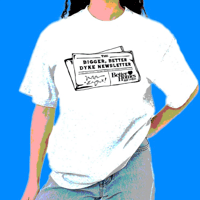 Image 1 of "Bigger, Better Dyke Newsletter" T- Shirt in heather grey *pre-order*