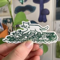 forest cat lino print - vinyl sticker