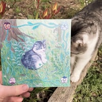 Image 3 of sleepy tabby in garden - square print