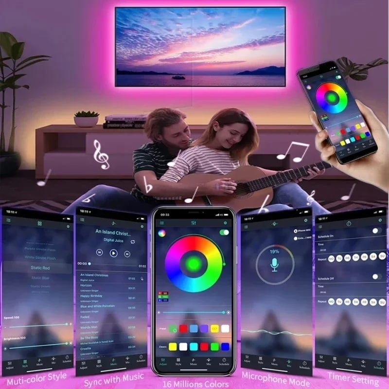 MSL USB LED Strip Lights APP Control Color Changing RGB Flexible Room Decoration