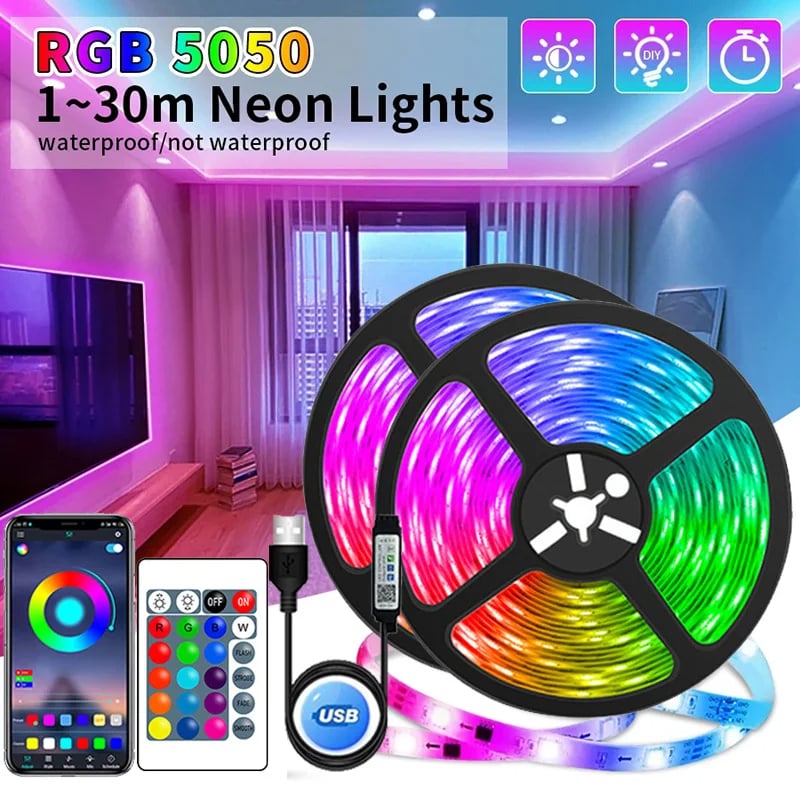 MSL USB LED Strip Lights APP Control Color Changing RGB Flexible Room Decoration