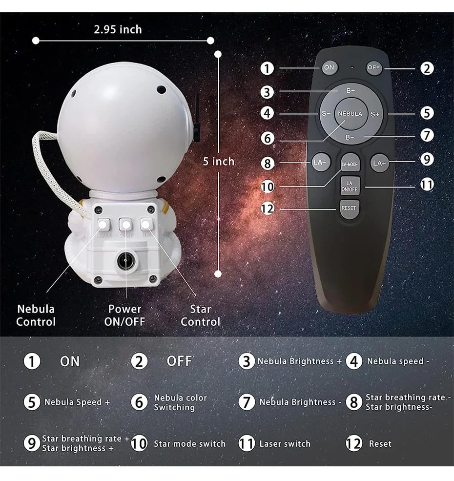 Galaxy Star Astronaut Projector LED Night Light Starry Sky Projectors Lamp Decoration Bedroom Room