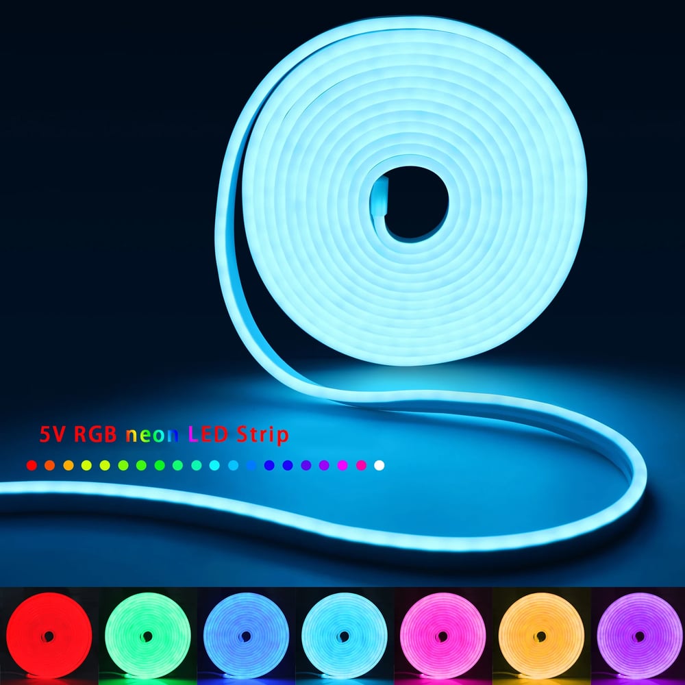 DC5V USB RGB Neon LED Strip, Waterproof Bluetooth App Control Neon Strip Lighting