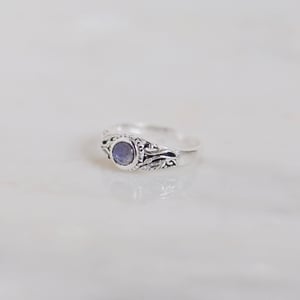 Image of Lilac blue Iolite cabochon cut vintage style silver ring