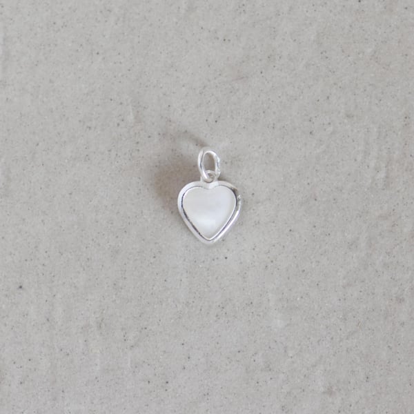 Image of Silver Heart x Mother of Pearl silver necklace no.2