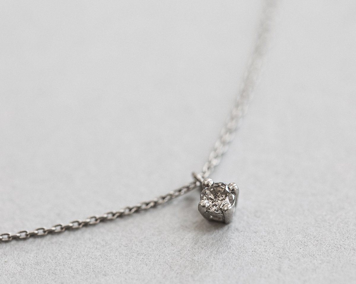 Image of Platinum, pale grey salt and pepper diamond necklace