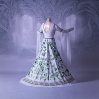 Image 7 of White Wedding Dress with Ivy Print - Elven, Viking, Fantasy, Pagan Bridal Gown, Bell Sleeves 