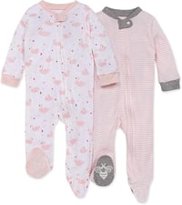 Burt's Bees Baby Girls Pajamas, Sleep and Play Loose Fit, 100% Organic Cotton Soft One-piece PJs, Si