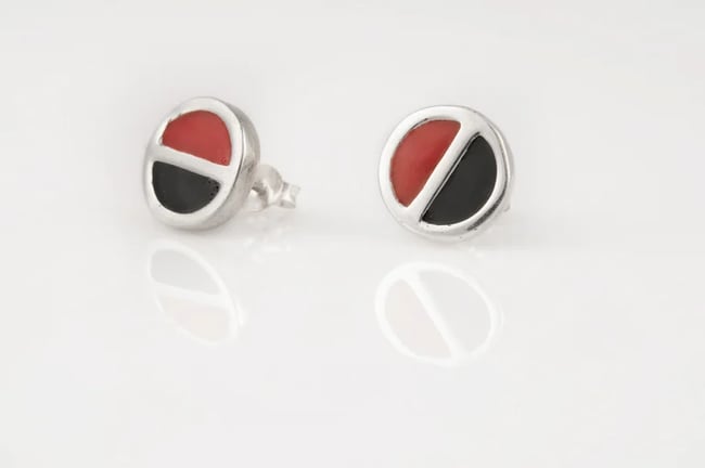 Split Round Silver Stud Earrings