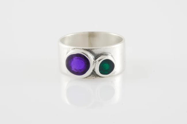 Two Circles Silver Ring - Various colors