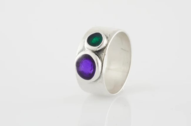 Two Circles Silver Ring - Various colors