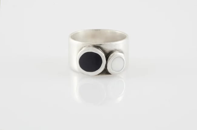 Two Circles Silver Ring - Various colors