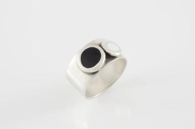 Two Circles Silver Ring - Various colors