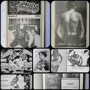Image of vintage '84 original antique lyle tuttle tattoo historian #5 flash card photo