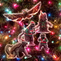 Image 1 of MONSTER ISLAND Christmas Ornaments 5 PACK SET! Free Xmas Card with Every Set