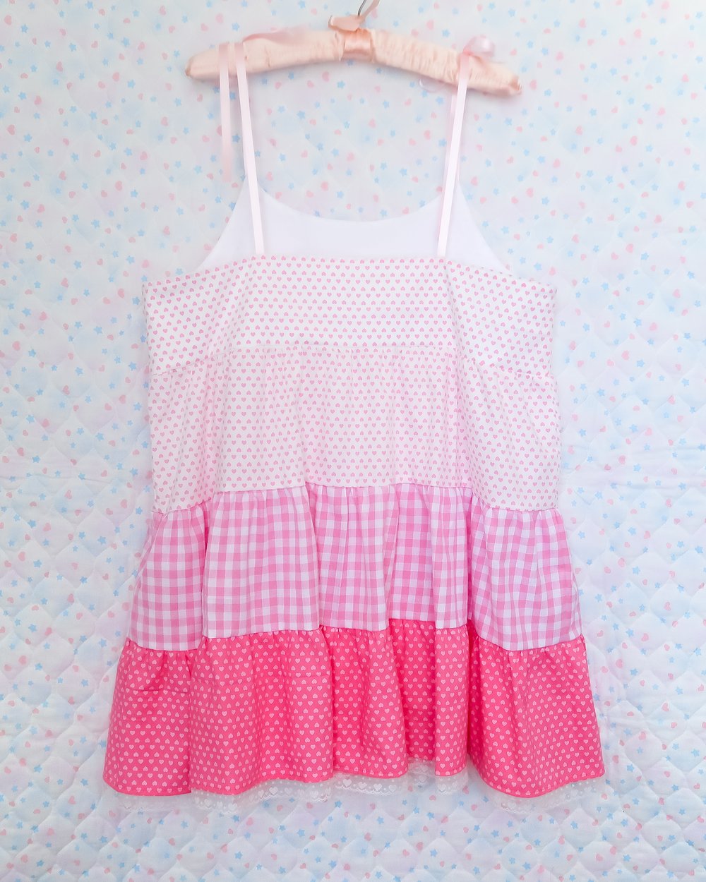 Tiered Dress: Pink Hearts