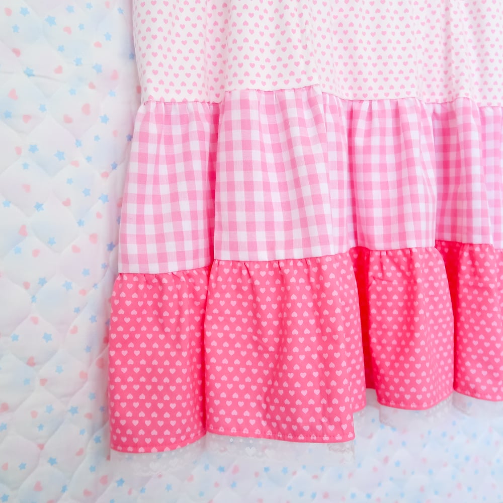 Tiered Dress: Pink Hearts