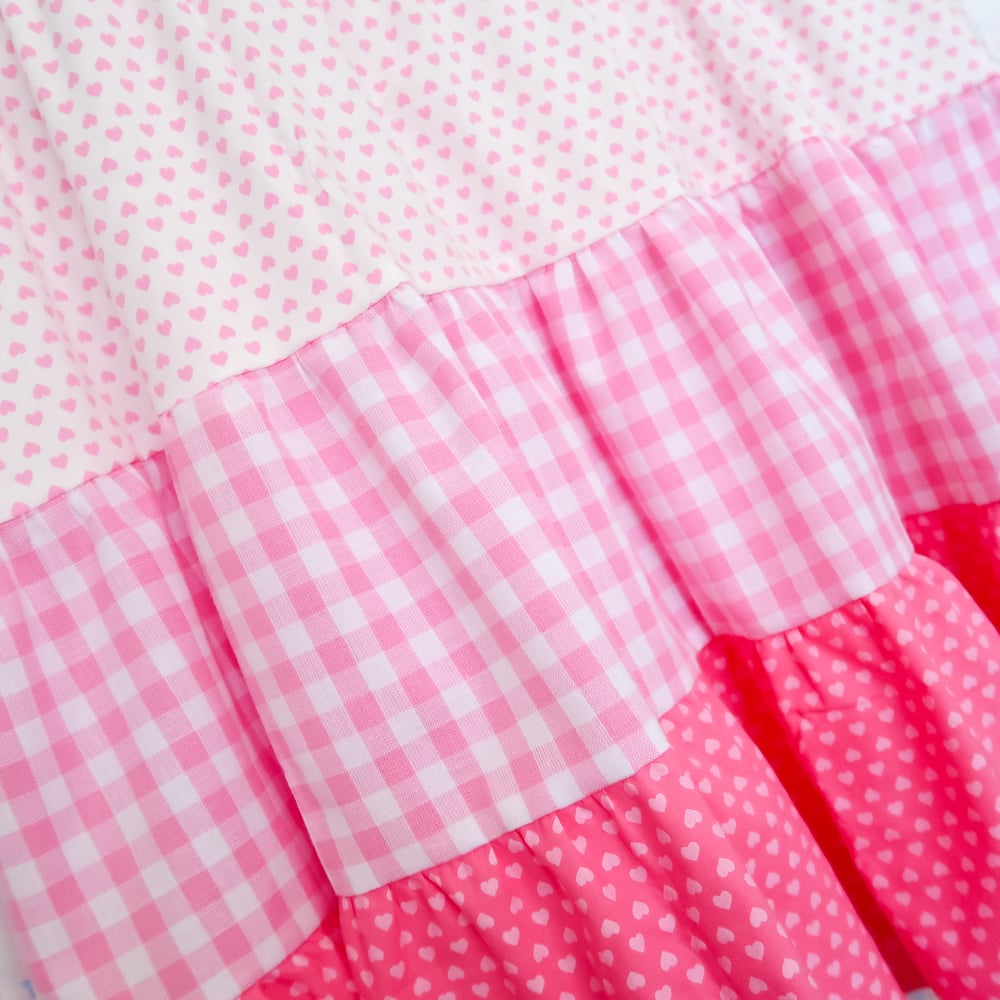 Tiered Dress: Pink Hearts