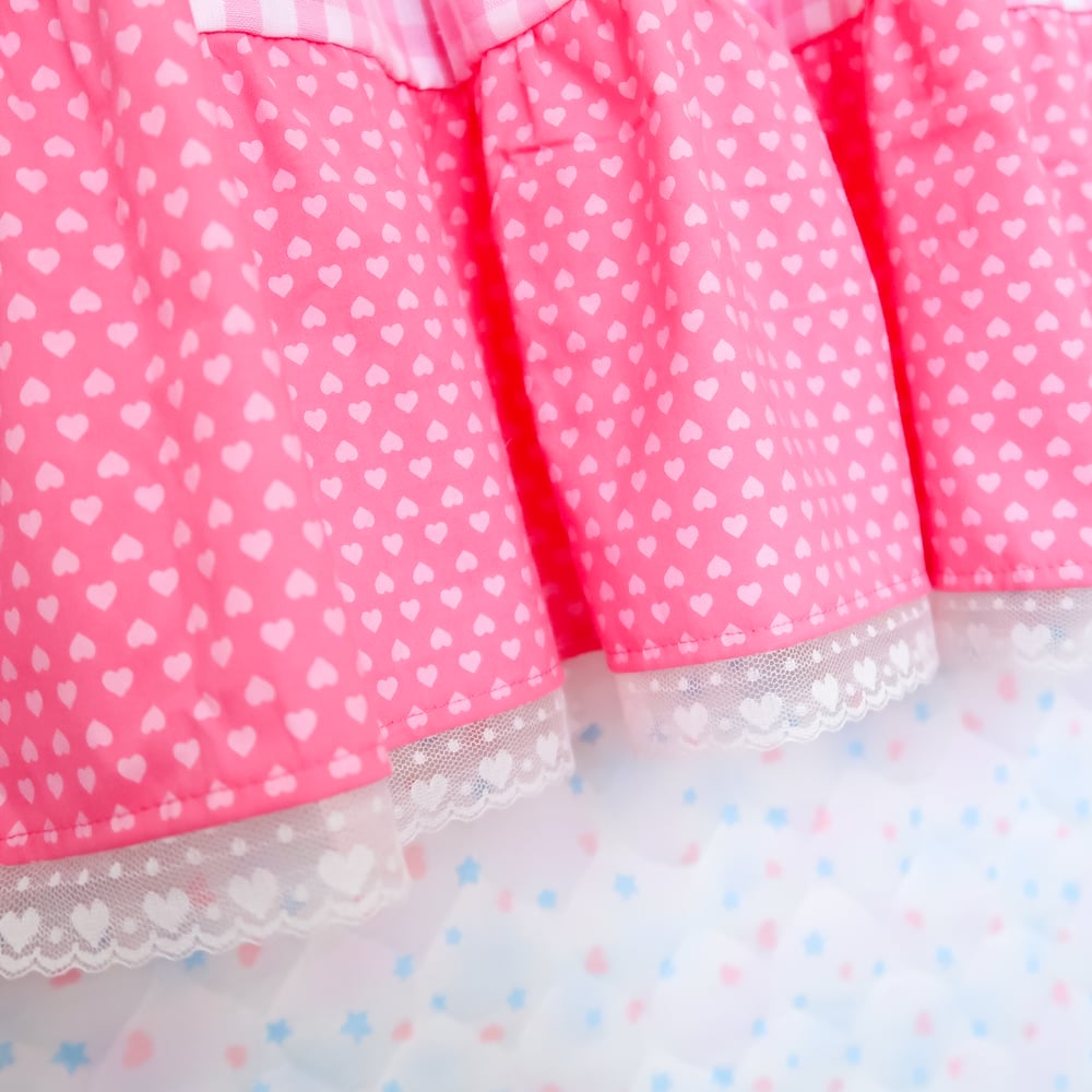 Tiered Dress: Pink Hearts