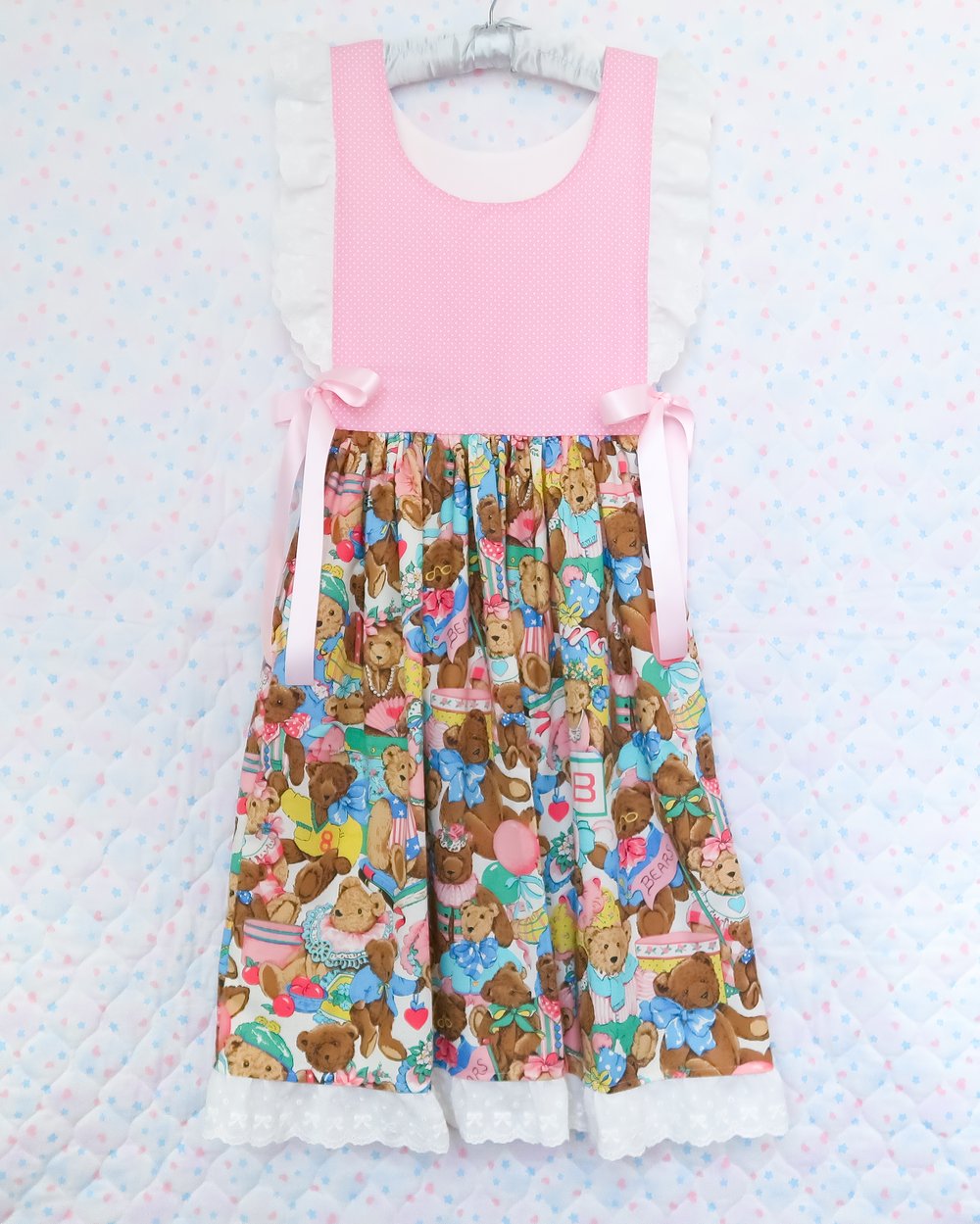 Ribbon Dress: Teddy Bear Pink