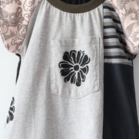 Image 4 of floral black and white pocket sketchy petals 6/7 courtneycourtney short sleeve twirl twirly dress